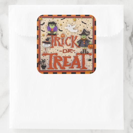 怪物のインスピレーションを与えるハロウィンのトリックまたは治療 スクエアシール (バッグ)