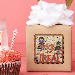 怪物のインスピレーションを与えるハロウィンのトリックまたは治療 スクエアシール