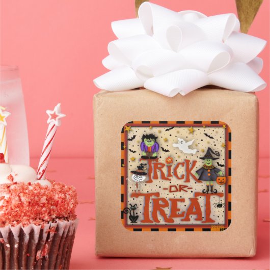 怪物のインスピレーションを与えるハロウィンのトリックまたは治療 スクエアシール (パーティー)