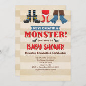 怪物の赤ちゃんおもしろいシャワー招待状を作成 招待状 (正面/裏面)