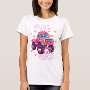 怪物みたいな可愛いモンスタートラックの女の子 Tシャツ