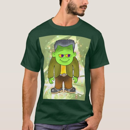 怪物をグリーンでつぶやく Tシャツ (正面)