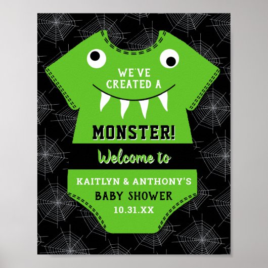 「怪物を創った」ハロウィーンの赤ちゃんシャワー ポスター (正面)