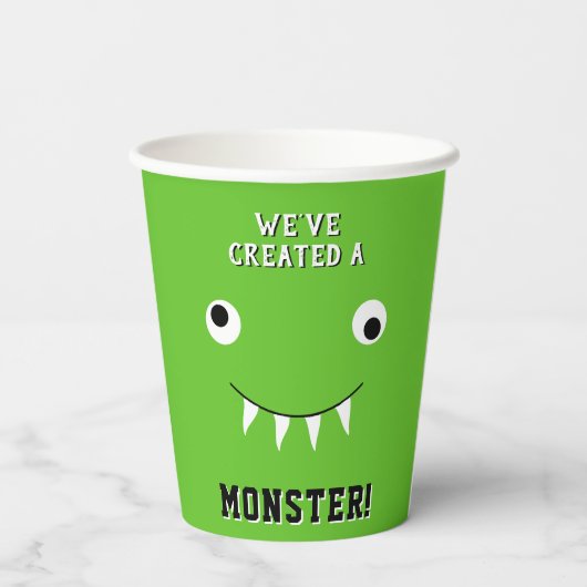 「怪物を創った」ハロウィーンの赤ちゃんシャワー 紙コップ (裏面)