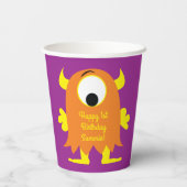 怪物カおもしろいワイイ1歳誕生日パーティーテーマ 紙コップ (裏面)