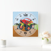 怪物カラフルトラック スクエア壁時計 (ホーム)