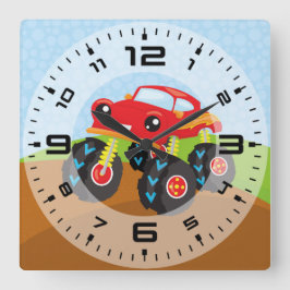 怪物カラフルトラック スクエア壁時計