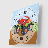 怪物カラフルトラック スクエア壁時計 (傾斜)