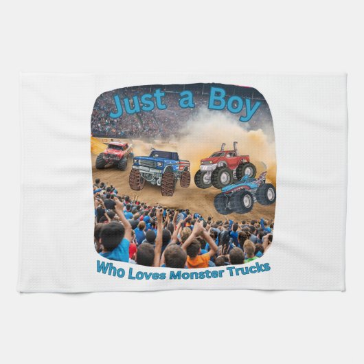 怪物トラックが大好きな少年 キッチンタオル (横)