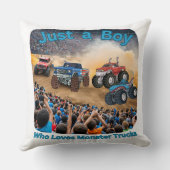 怪物トラックが大好きな少年 クッション (裏面)