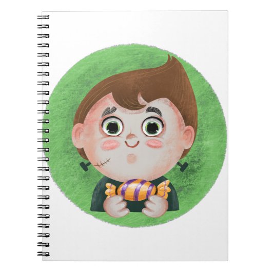 怪物ハロウィーンの衣装を着た可愛い少年 ノートブック (正面)