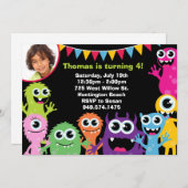 怪物誕生日パーティーの招待 招待状 (正面/裏面)