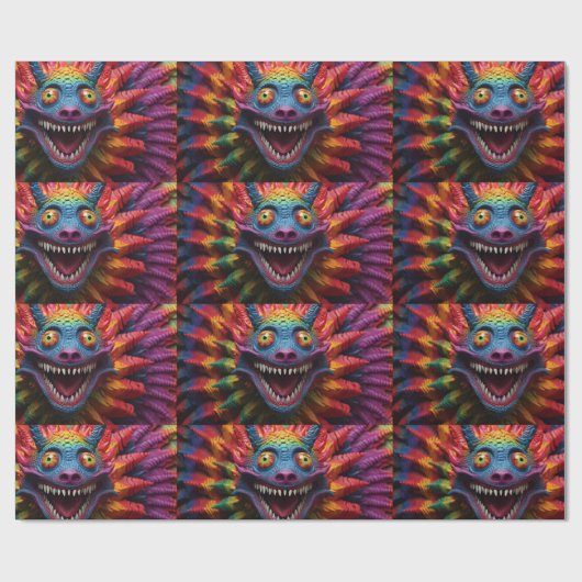 怪物顔（レインボーカラー） ラッピングペーパー (フラット)