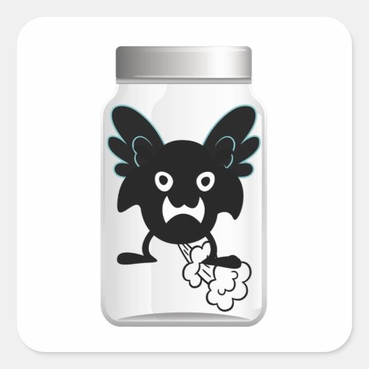 怪物飛んでいるを瓶に飾る スクエアシール (正面)