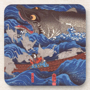 怪物鮫,国芳モンスターシャーク、国芳、浮世絵 コースター