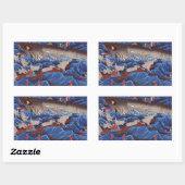 怪物鮫,国芳モンスターシャーク、国芳、浮世絵 長方形シール (シート)