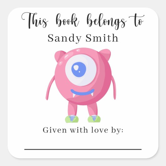 怪物 – この本はメッセージが入っている スクエアシール (正面)