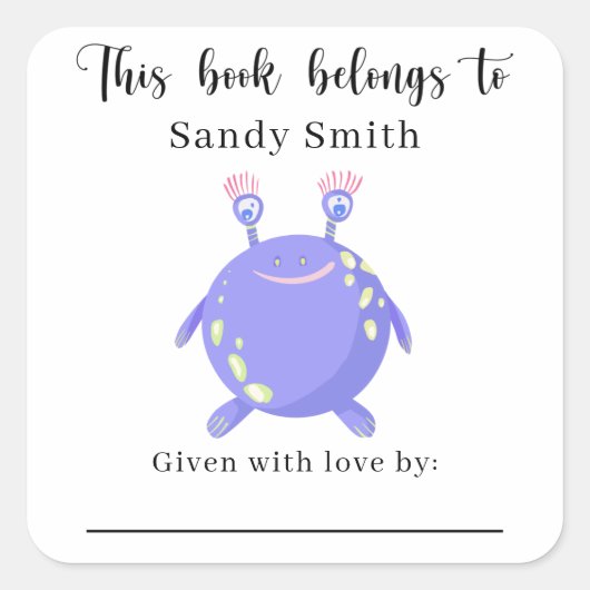 怪物 – この本はメッセージが入っている スクエアシール (正面)