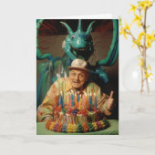 怪獣のパーティー誕生日 カード (黄色い花)