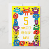 怪獣カラフルバースデーパーティ招待状イエロー 招待状 (裏面)