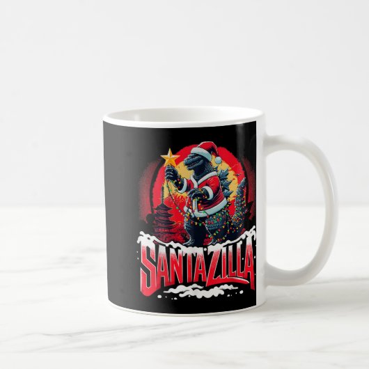怪獣クリスマス サンタジラ 日本のモンスターダイノサウルス コーヒーマグカップ (右)