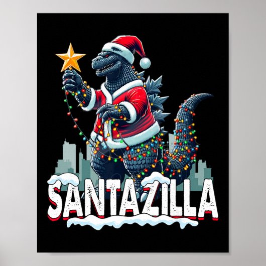 怪獣クリスマス サンタジラ 日本のモンスターダイノサウルス ポスター (正面)