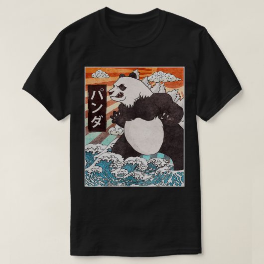 怪獣パンダ日本のモンスター Tシャツ (デザイン正面)