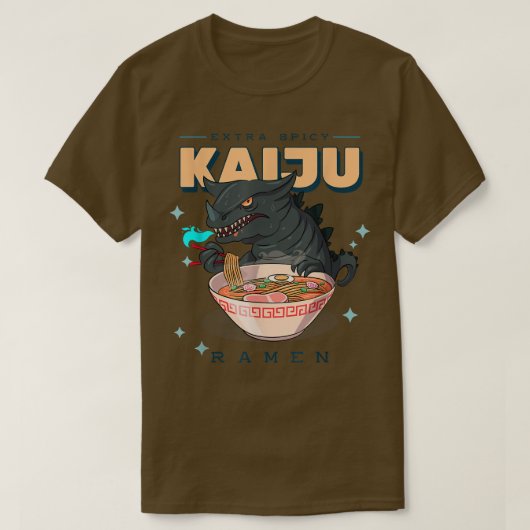 怪獣ラーメン猫日本のかわいいかわいいアニメ Tシャツ (デザイン正面)
