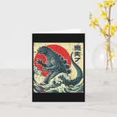 怪獣日本の波レトロ浮世絵女 カード (黄色い花)