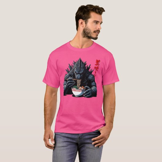 怪獣食べラーメン大石おもしろい怪獣ロ Tシャツ (正面フル)