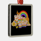 恋が勝文字デザインつ メタルオーナメント (右)