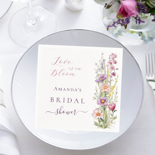 恋が咲く フラワールピンク パープル ブライダルシャワー スタンダードカクテルナプキン