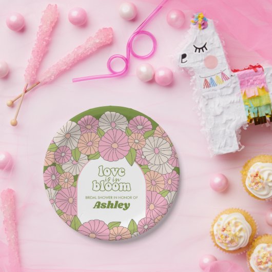 恋が咲く - ボヘミアンフラワーのブライダルシャワー ペーパープレート (パーティー)