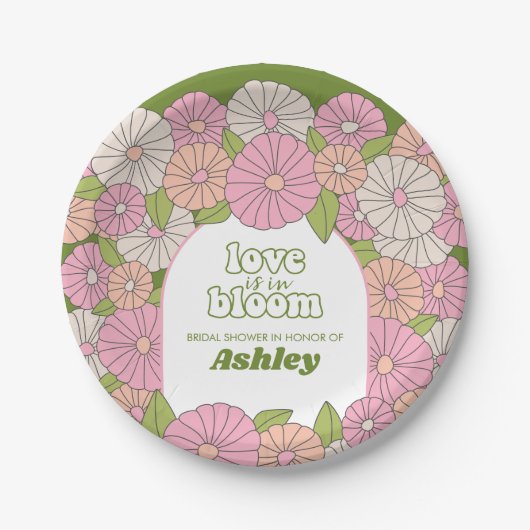 恋が咲く - ボヘミアンフラワーのブライダルシャワー ペーパープレート (正面)
