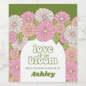 恋が咲く - ボヘミアンフラワーのブライダルシャワー ワインラベル (シングルラベル)