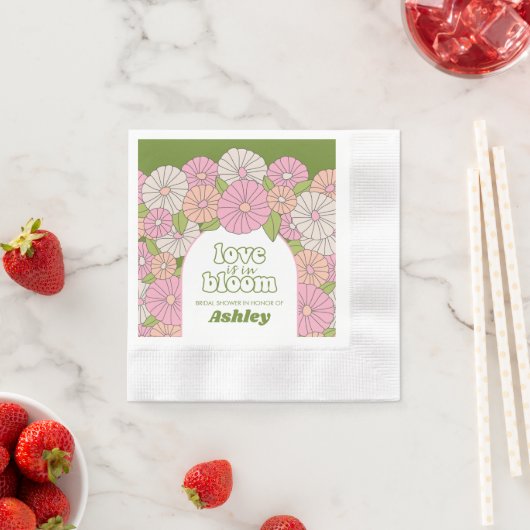 恋が咲く - ボヘミアンフラワーのブライダルシャワー 縁ありカクテルナプキン (インサイチュ)