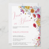 恋が咲く！ラスティックなワイルドフラワーのブライダルシャワー 招待状 (正面)