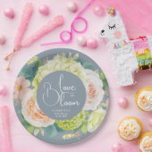 恋が咲く 花のブライダルシャワー ダスティーブルー ペーパープレート (パーティー)