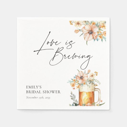 恋が生まれつつある フローラル ブライダルシャワー スタンダードカクテルナプキン (正面)