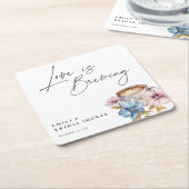 恋が生まれるとき フローラル ブライダルシャワー スクエアペーパーコースター (アングル)