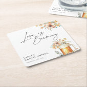 恋が生まれるとき フローラル ブライダルシャワー スクエアペーパーコースター (アングル)