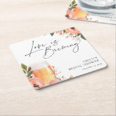 恋が生まれる ブライダルシャワー スクエアペーパーコースター (アングル)