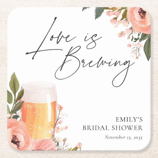 恋が生まれる ブライダルシャワー スクエアペーパーコースター (正面)