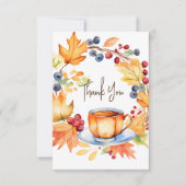 恋が生まれる 秋のテーマのブライダルシャワーテンプレート サンキューカード (正面)