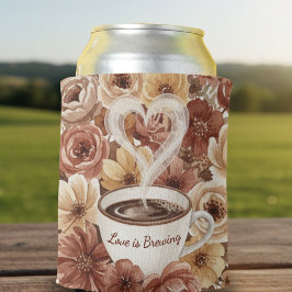 恋が育まれる花のコーヒー ハート ブライダルシャワー 缶クーラー