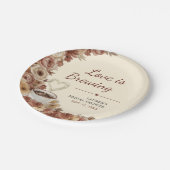 恋が育まれる フローラル コーヒー ハート ブライダル シャワー ペーパープレート (アングル)