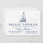 恋が落ちる |テーマ航海のブライダルシャワー 招待状 (正面)