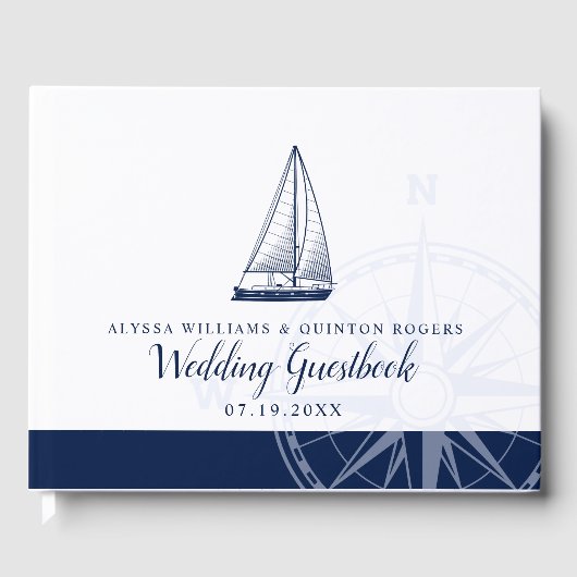 恋が落ちる |ヴィンテージ結婚船のテーマ ゲストブック (正面)