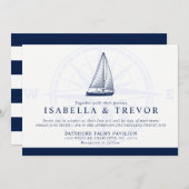 恋が落ちる |航海のテーマ結婚ズ 招待状 (正面/裏面)