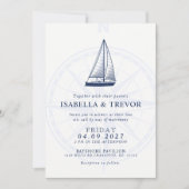 恋が落ちる |航海の結婚の無地の海軍 招待状 (正面)